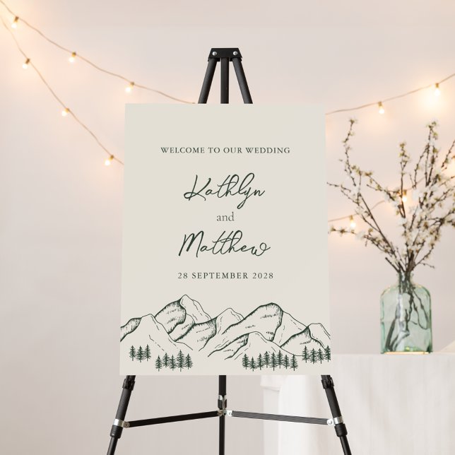Dark Green Mountain Pine Tree Outdoor Wedding Foam Board (Creator Uploaded)