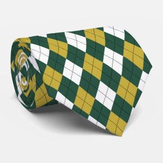Dark Green & Mustard Argyle Pattern Necktie