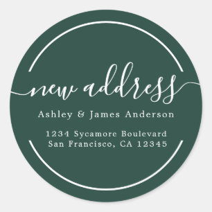 Dark Green New Address Label