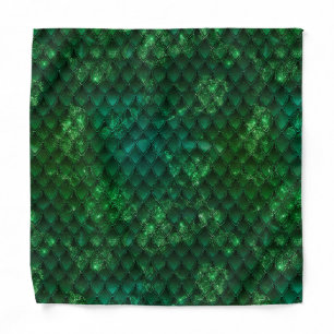Dark Green Ombre & Sparkles Dragon Scales Bandana