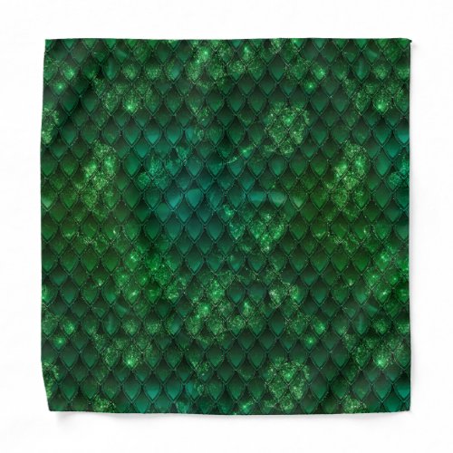 Dark Green Ombre  Sparkles Dragon Scales Bandana