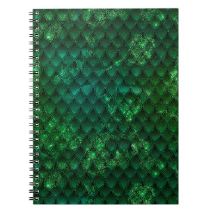 Dark Green Ombre & Sparkles Dragon Scales Notebook