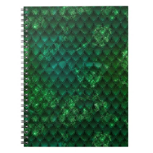 Dark Green Ombre  Sparkles Dragon Scales Notebook