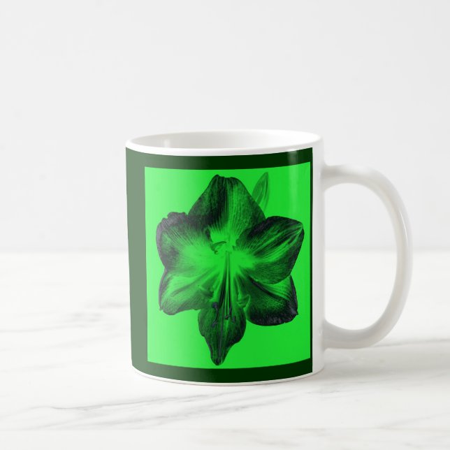 Dark Green on Light Green Amaryllis Mother's Day Coffee Mug (Right)