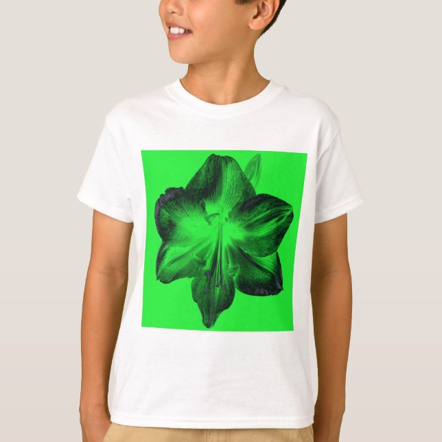 Dark Green on Light Green Amaryllis T-Shirt (Front)