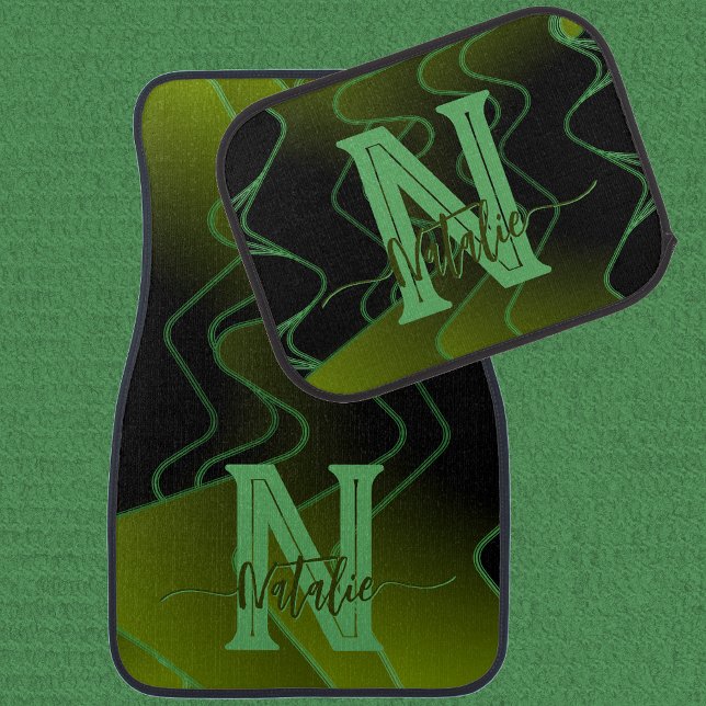 Dark Green Optic Waves Car Floor Mats (Creator Uploaded)