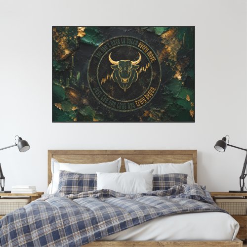 Dark Green Paint Grunge Bull Design Canvas Print