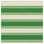 Dark Green &amp; Pale Goldenrod Stripes Pattern Fabric
