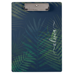 Dark Green Palm Leaves Clipboard, Tropical Jungle  Clipboard
