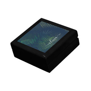 Dark Green Palm Leaves Gift Box   Tropical Botanic