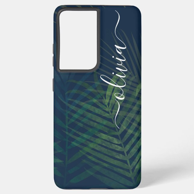 Dark Green Palm Leaves Samsung Galaxy Case  (Back)
