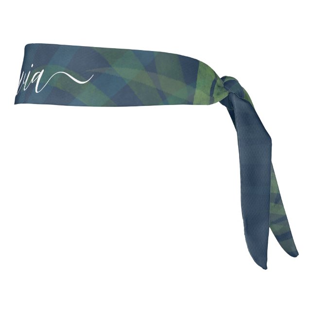 Dark Green Palms Leaves Pattern Tie Headband  (Rotate 90)