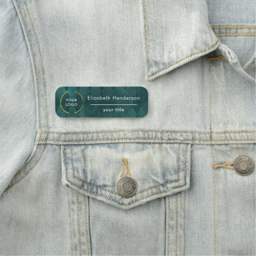 Dark Green Pattern with Your Logo Name Tag