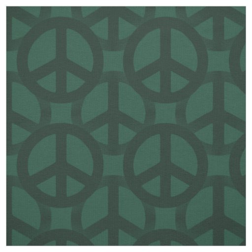 Dark Green Peace Sign Fabric