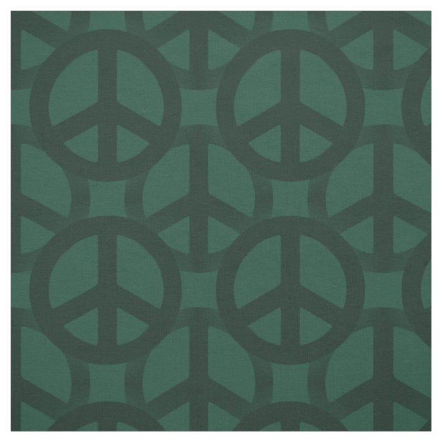 Dark Green Peace Sign Fabric (Swatch)