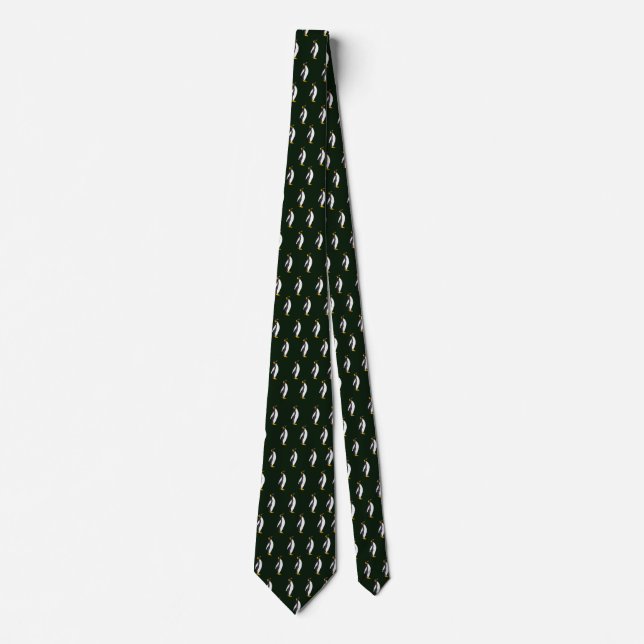 Dark Green Penguin Animal Lovers Neck Tie (Front)