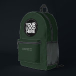 Dark Green | Personalized Corporate Logo and Text Printed Backpack<br><div class="desc">Organic Ecofriendly Dark Green color | Personalized Corporate Logo and Text Modern Business Printed Backpack</div>