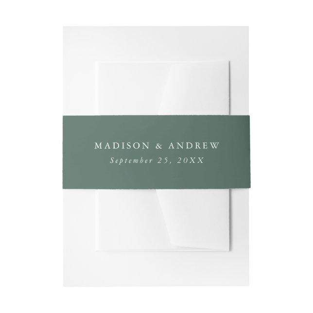Dark Green Personalized Invitation Belly Band (Front Example)