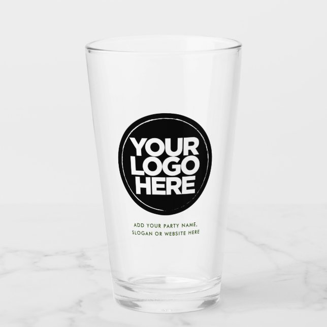 Dark Green Personalized Logo and Text Beer Glasses (Front)