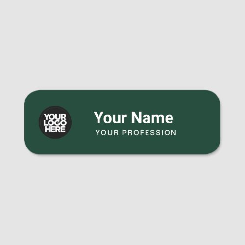 Dark Green Pin Name Tag or Magnetic with Logo