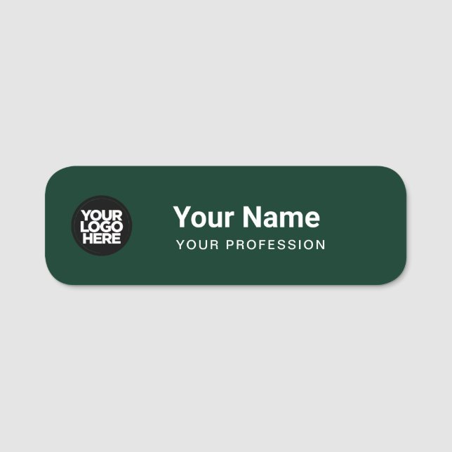 Dark Green Pin Name Tag or Magnetic with Logo (Front)