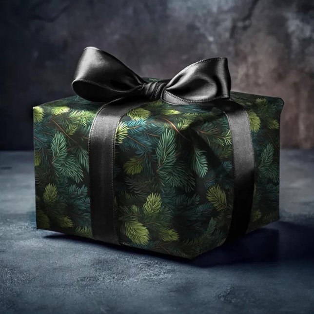 Dark Green Pine Tree Spruce Conifer Christmas Wrapping Paper (Creator Uploaded)