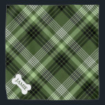 Dark Green Plaid Custom Name Dog Bandana<br><div class="desc">Dark Green Plaid Custom Name Dog Bandana</div>