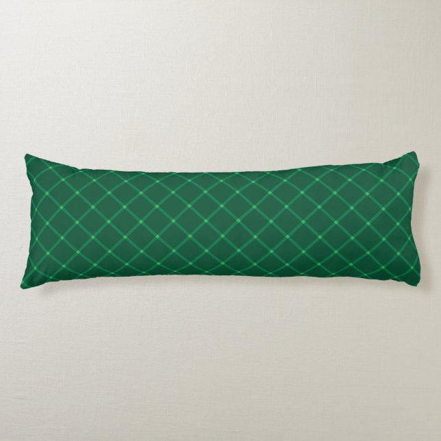 Dark green plaid, festive traditional pattern body pillow (Front)