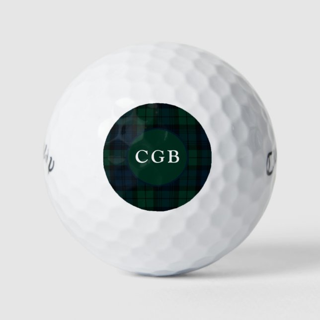 Dark Green Plaid Golf Towel Balls (Front)