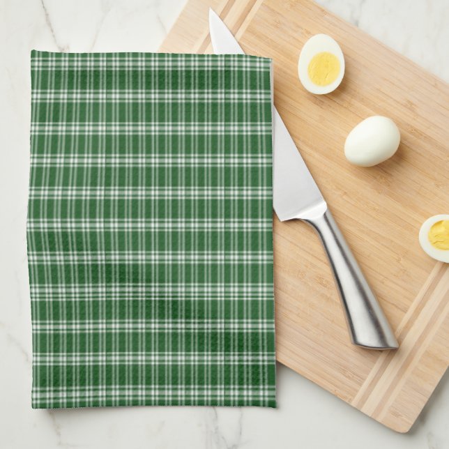 Dark Green Plaid Kitchen Towel (Quarter Fold)
