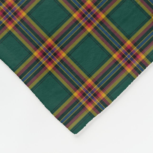 Dark Green Plaid Moran Tartan Fleece Blanket (Corner)