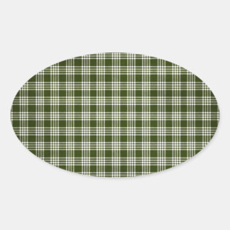 Dark Green Plaid Oval Sticker