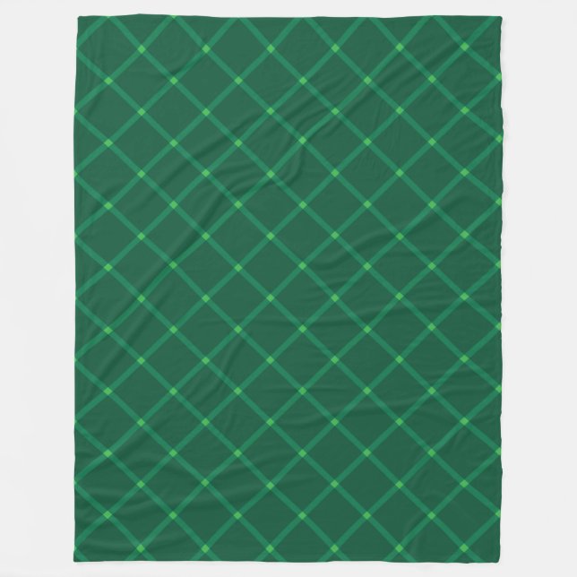 Dark green plaid traditional christmas festive fleece blanket (Front)