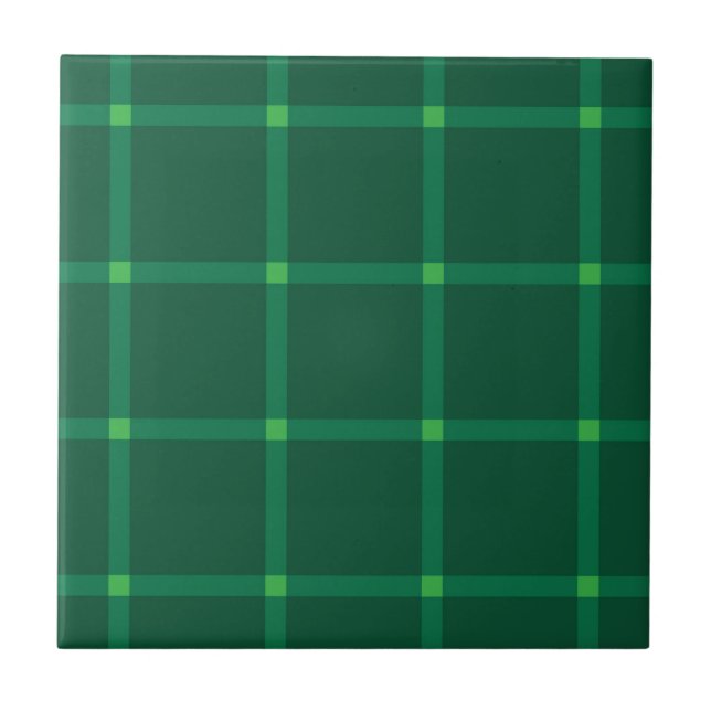 Dark green plaid traditional pattern ceramic tile (Front)