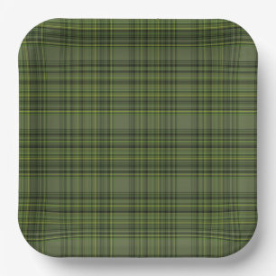Dark Green Plaid (viats) Paper Plates