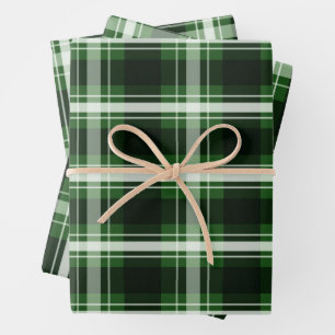 Dark Green Plaid Wrapping Paper Sheets