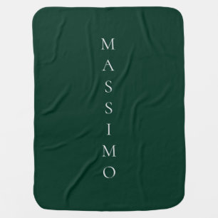 Dark Green Plain Elegant Casual Own Name Baby Blanket