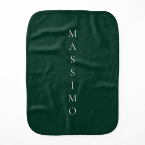 Dark Green Plain Elegant Casual Own Name Baby Burp Cloth