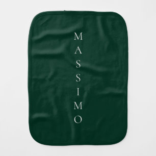 Dark Green Plain Elegant Casual Own Name Baby Burp Cloth