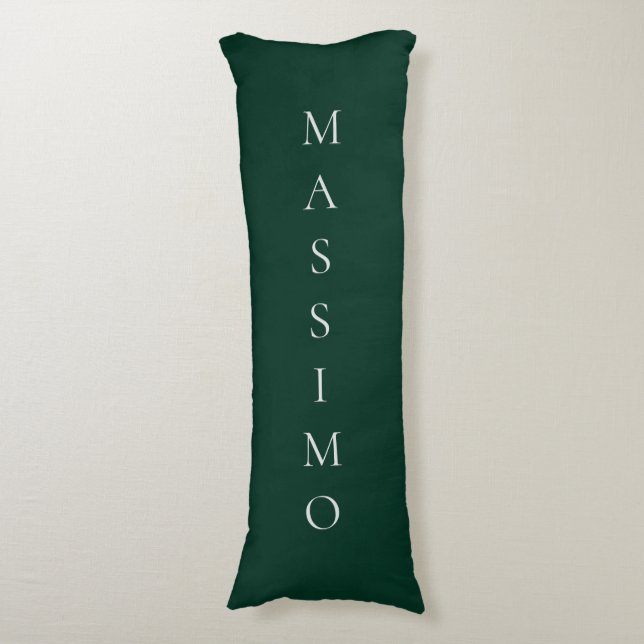 Dark Green Plain Elegant Casual Own Name Body Pillow (Front Vertical)