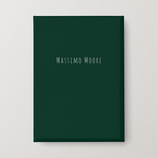 Dark Green Plain Elegant Casual Own Name Button (Front)