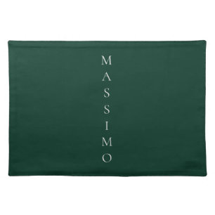 Dark Green Plain Elegant Casual Own Name Cloth Placemat