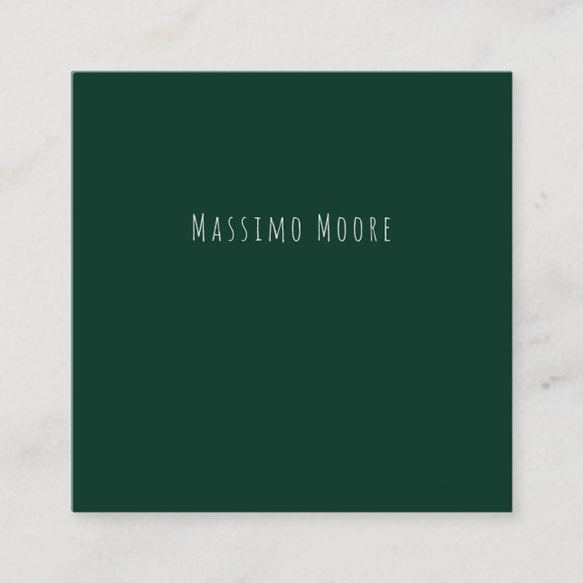 Dark Green Plain Elegant Casual Own Name Enclosure Card (Front)