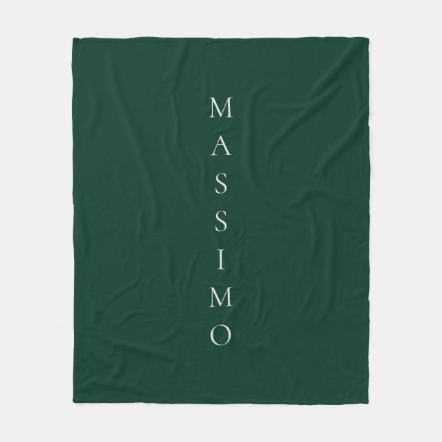 Dark Green Plain Elegant Casual Own Name Fleece Blanket (Front)