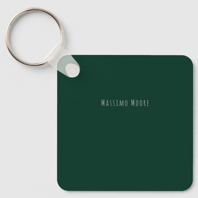 Dark Green Plain Elegant Casual Own Name Keychain (Front)