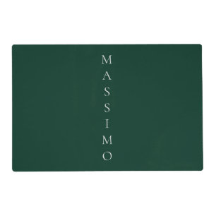 Dark Green Plain Elegant Casual Own Name Placemat