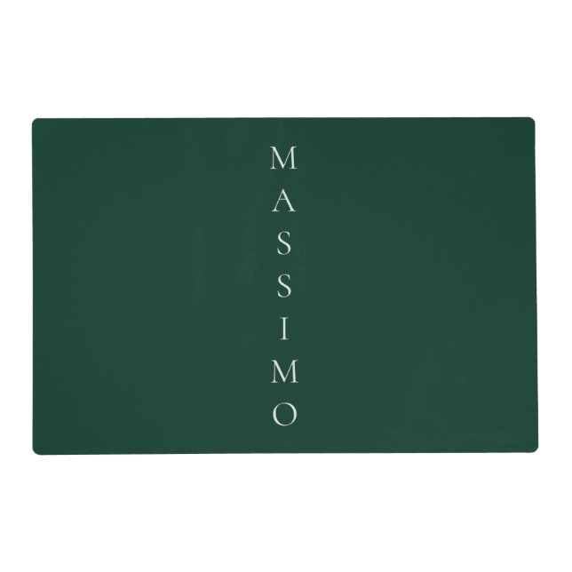 Dark Green Plain Elegant Casual Own Name Placemat (Front)