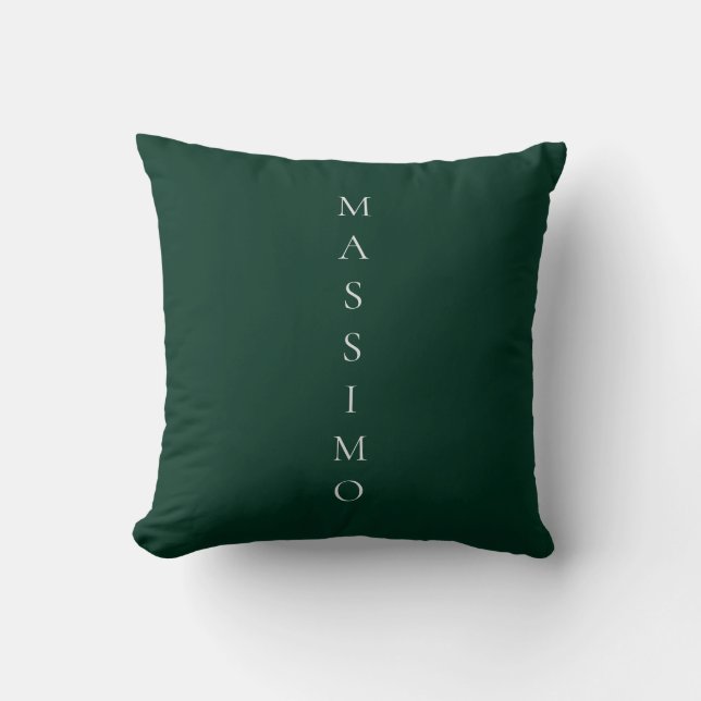 Dark Green Plain Elegant Casual Own Name Throw Pillow (Front)