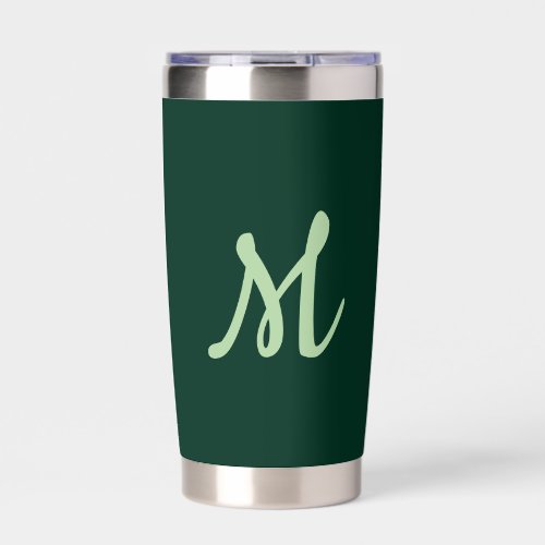 Dark Green Plain Elegant Modern Own Name Monogram Insulated Tumbler