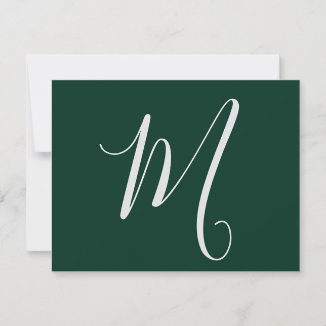 Dark Green Plain Elegant Modern Own Name Monogram Note Card (Front)